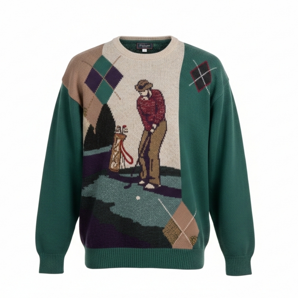 Vintage 90s Cotton Traders Golf Knit Sweater XXL Grandpa Core